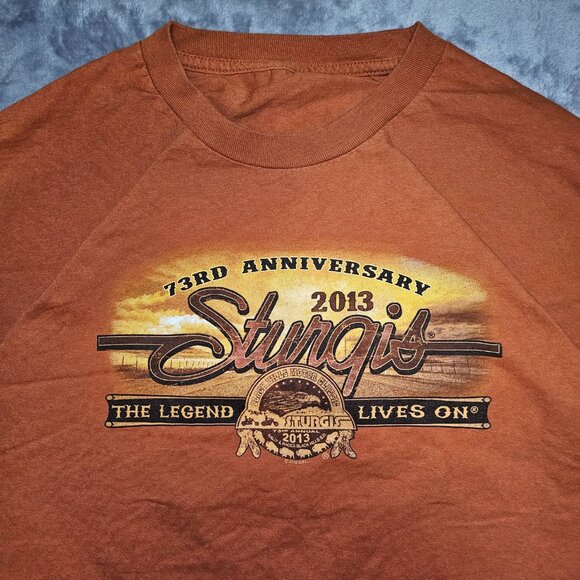 STURGIS Black Hills Rally 73rd Anniversary 2013 T-shirt NO TAG Fits Like XXL - Picture 3 of 7